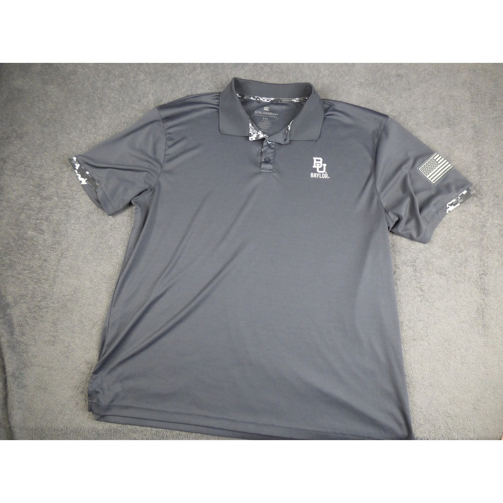 Baylor Bears Mens XXL Polo Shirt Gray OHT Military Appreciation BU Logo Colosseu